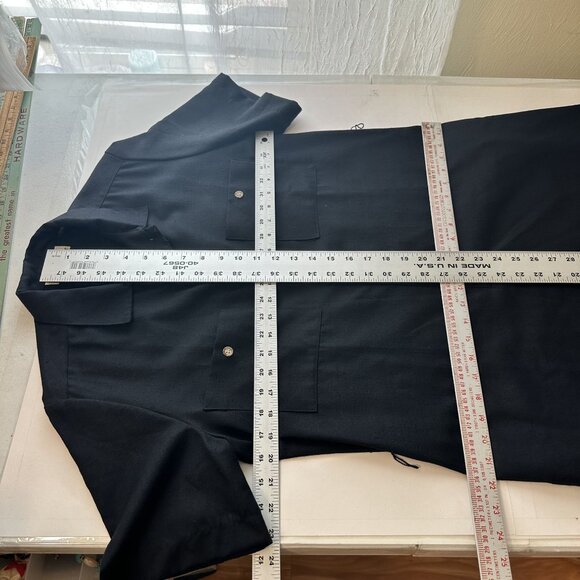 Vintage Orvis Womens Black Maxi Dress Size 12 Large Short Sleeve Button Up Rayon - Picture 6 of 11